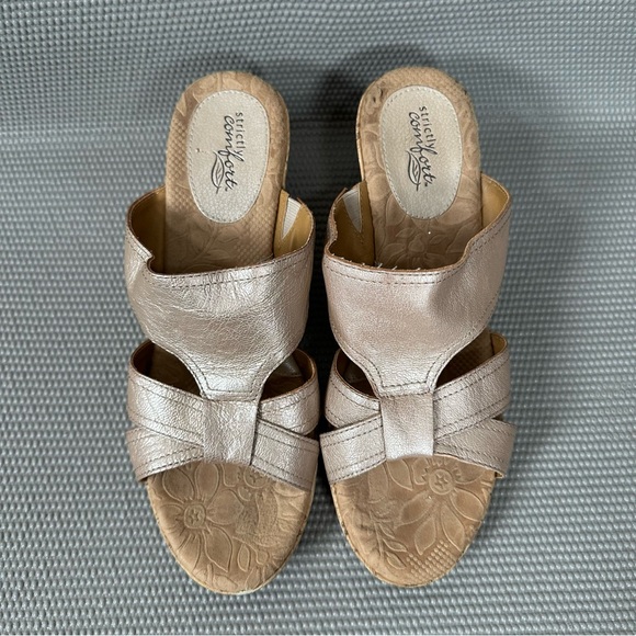 Strictly Comfort Pink Metallic Leather and Cork Sandals Women’s Sz 9 - Picture 4 of 6